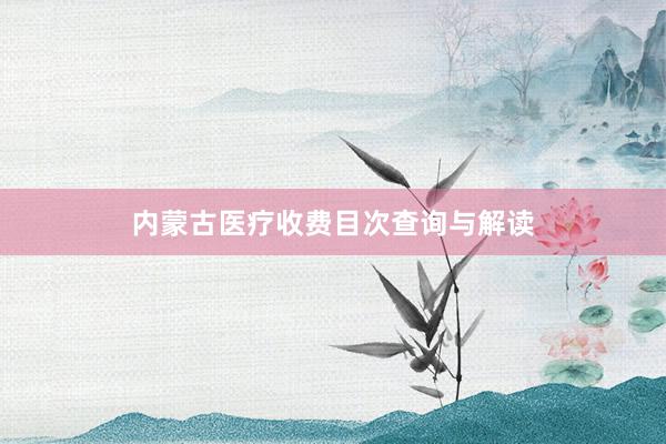 内蒙古医疗收费目次查询与解读